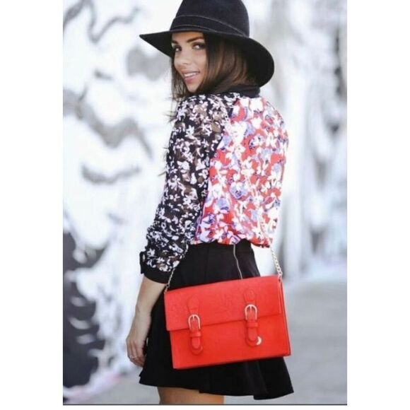 Peter Politto Floral print Long Sleeve button down Top - Picture 1 of 6